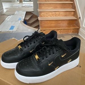 Black Air Force 1 with Gold Checks